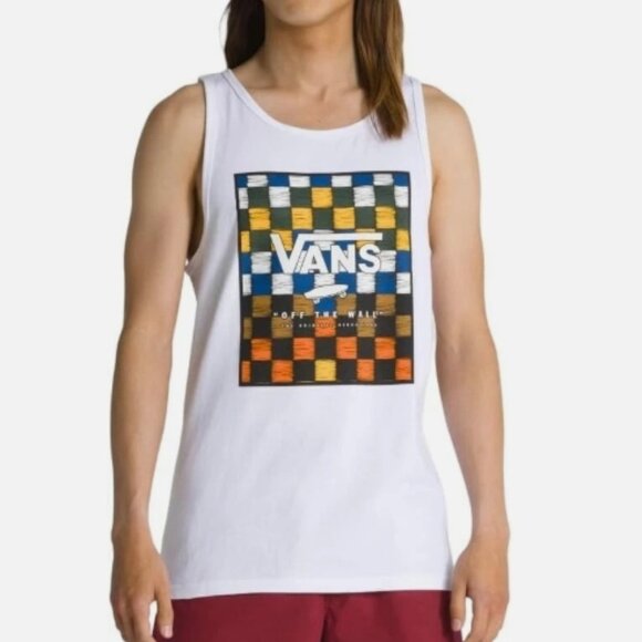 Vans Print Box Men's Tank Top (White/Mountain View/Gold Fusion) Size Small - Picture 1 of 1